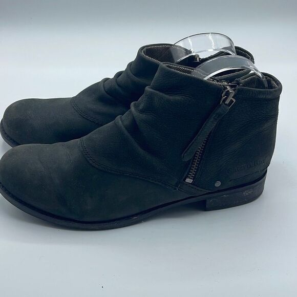 Caterpillar Women's Ankle Booties Double Zip Boots Ruched Leather Black Size 7 - Picture 8 of 16